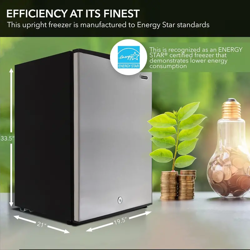 Whynter CUF-112SS Compact Upright Freezer – 1.1 Cu. Ft., Energy Star Certified, Locking Door, Stainless Steel