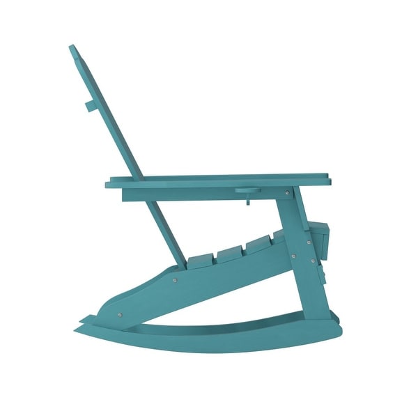 Commercial AllWeather Rocking Adirondack Chair with Swiveling Cupholder