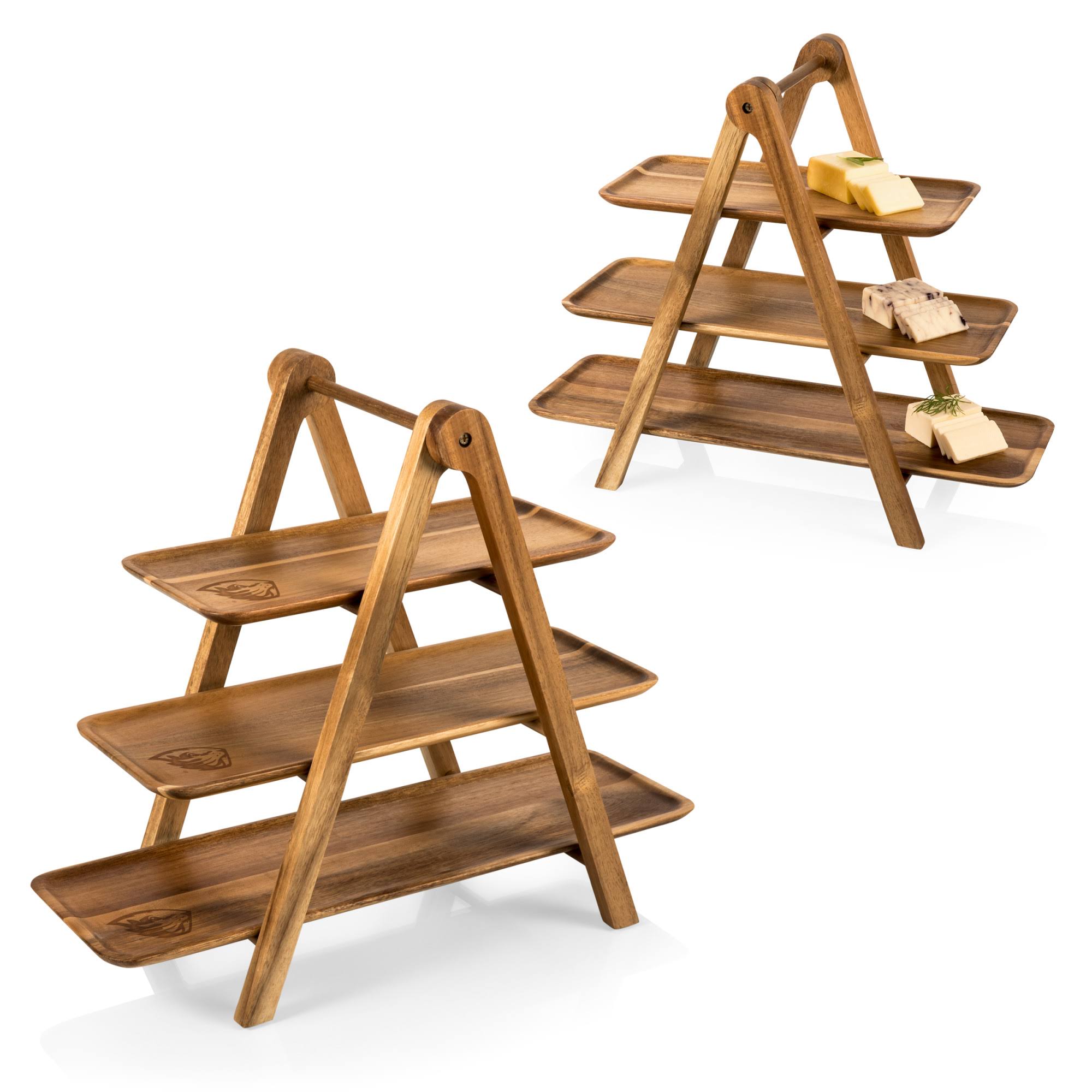 Toscana Acacia Wood NCAA Oregon State Beavers Serving Ladder - 3 Tiered Serving Station