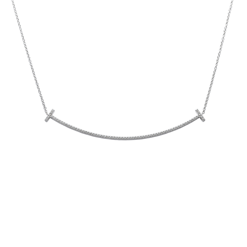 Tiffany & Co. Tiffany T Smile L Necklace 18K White Gold Diamond 60011655