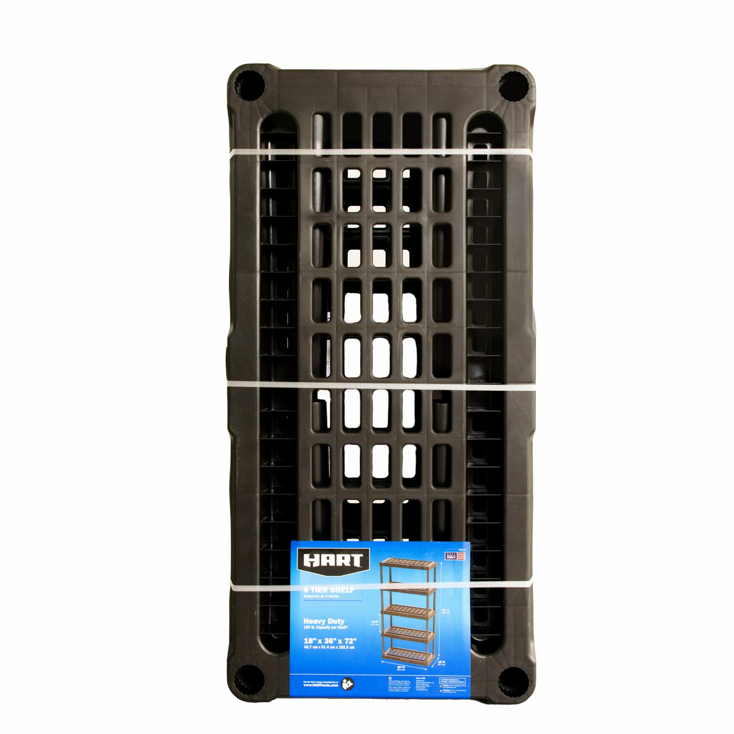 HART 5-Tier 18 x 36 x70.2 Ventilated Plastic Wall Shelf Unit, 750lb Capacity
