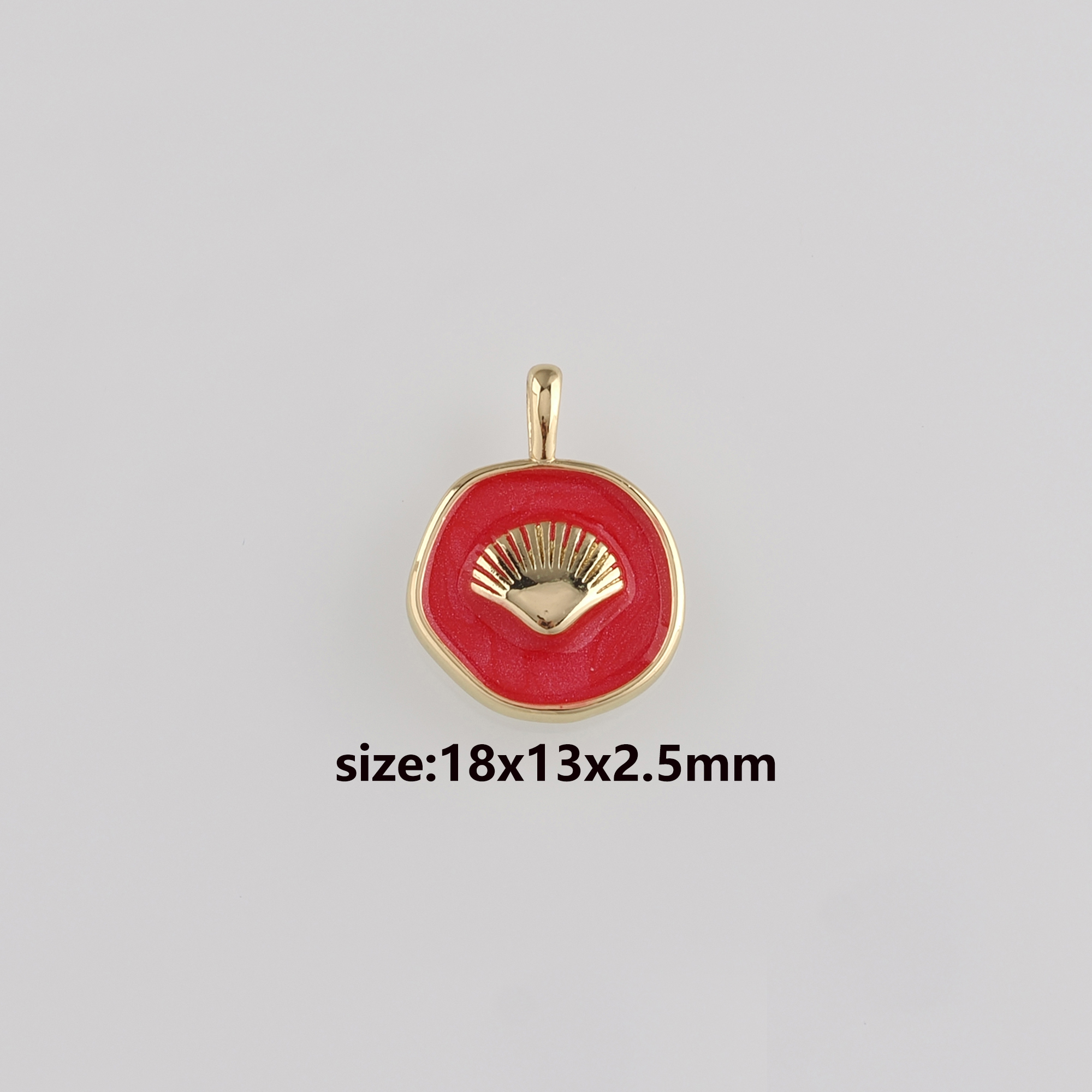18K Gold Filled Scallop Pendant,Enamel Scallop Charm Earrings Necklace for DIY Jewelry Making Supply