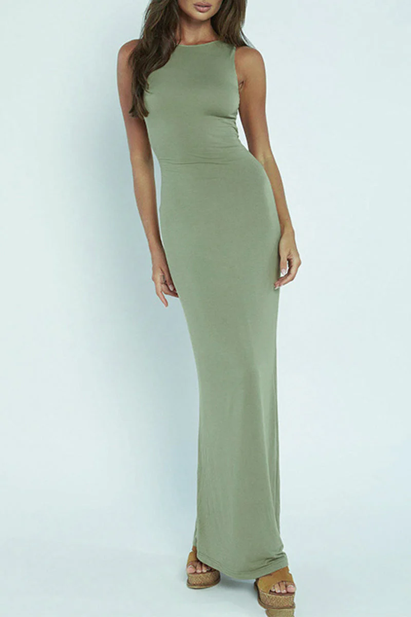 Backless Halter Neck Bodycon Maxi DressClistos