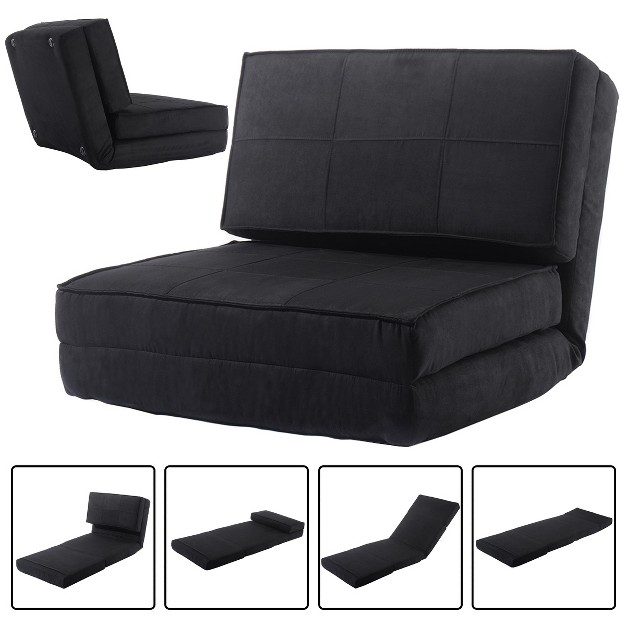 Tangkula Fold Down Chair Convertible Couch Grayblack