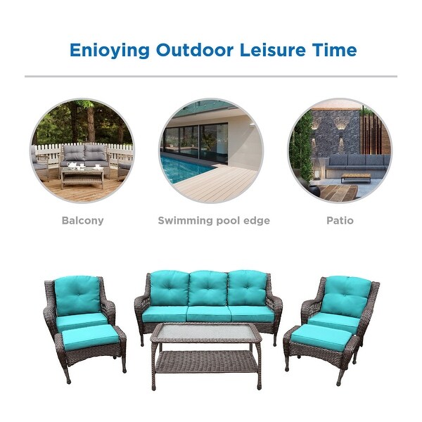6piece Resin Wicker Patio Furniture Conversation Set with High Back