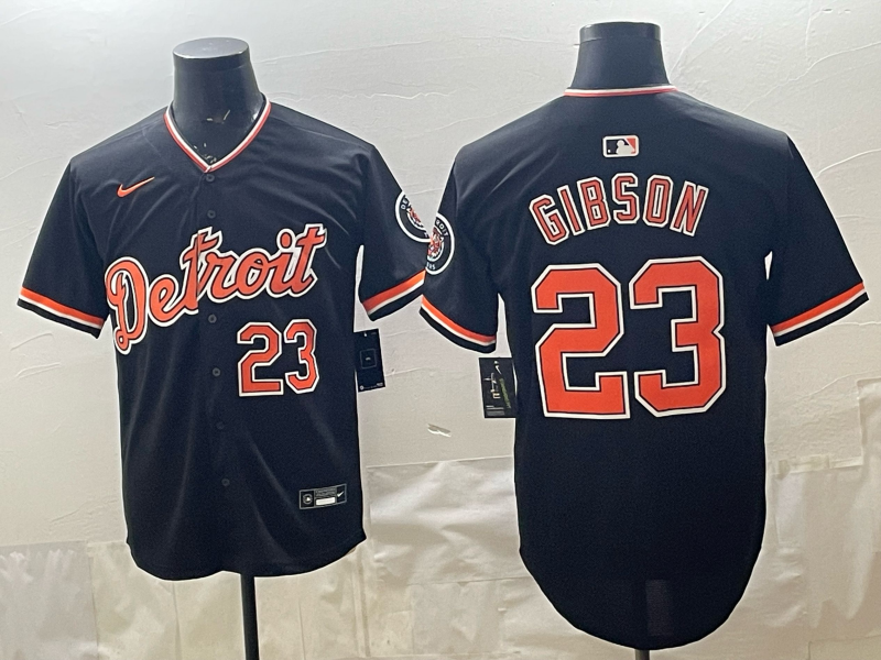Men's Detroit Tigers Kirk Gibson #23 Black Replica Player Jersey