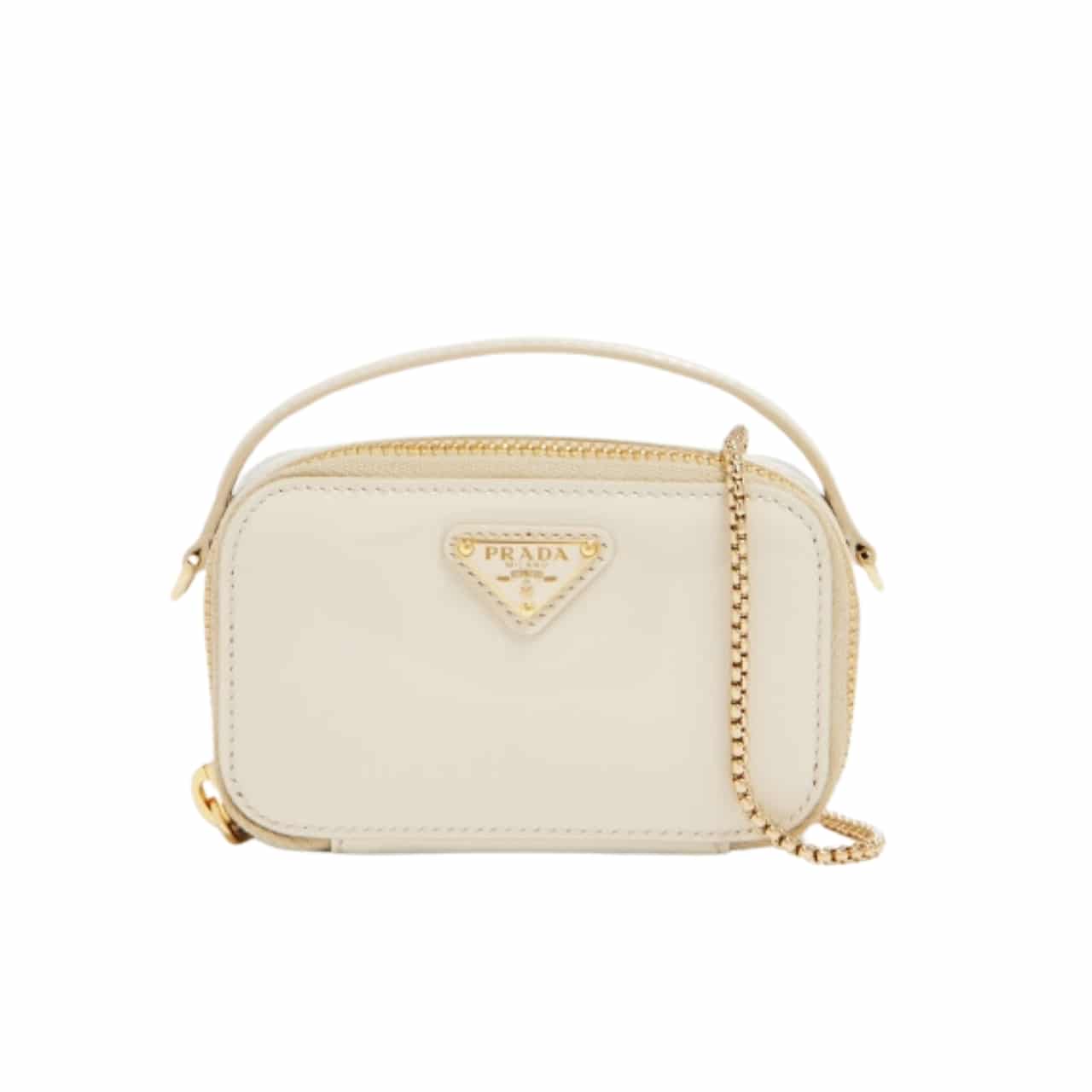 Prada Patent Leather Mini Pouch White 18Cm
