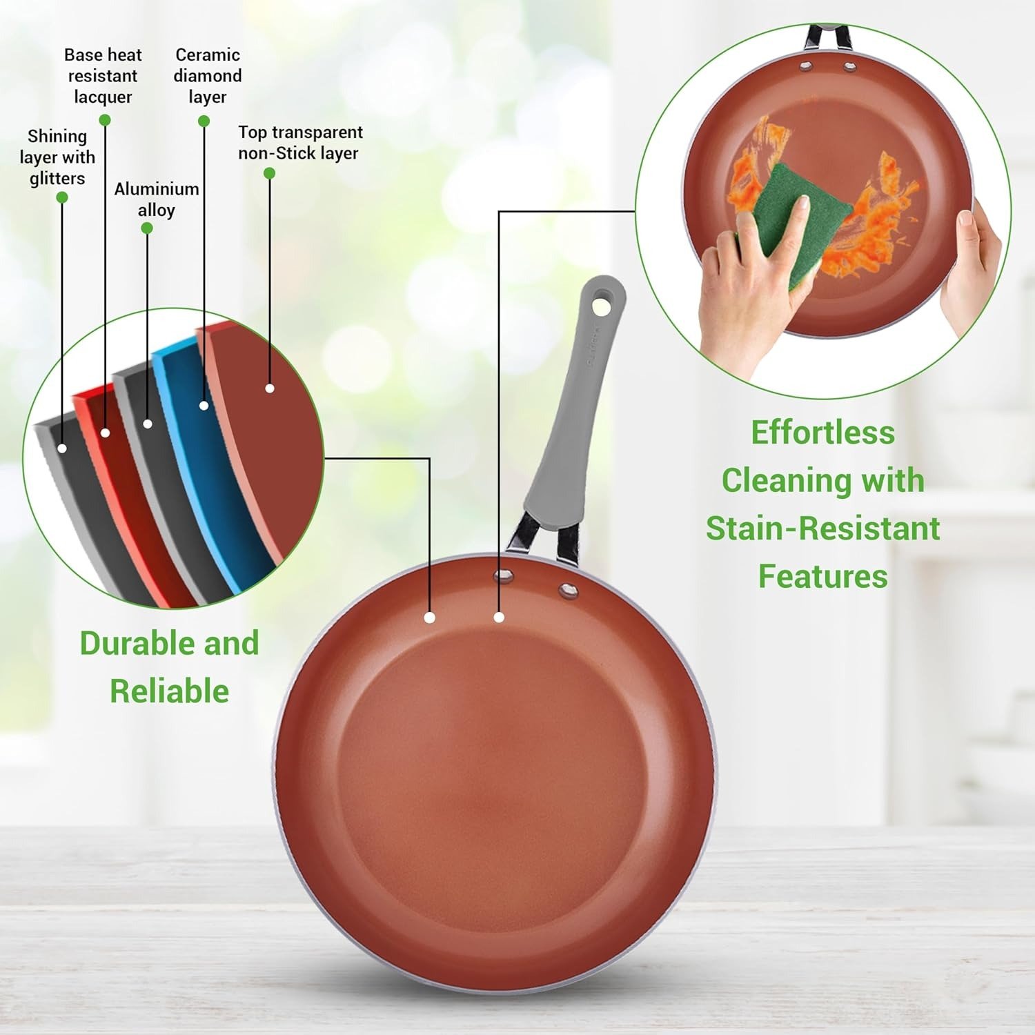 11-Piece Gray Ceramic Nonstick Cookware Set PTFE/PFOA/PFOS Free Induction Compatible Oven Safe