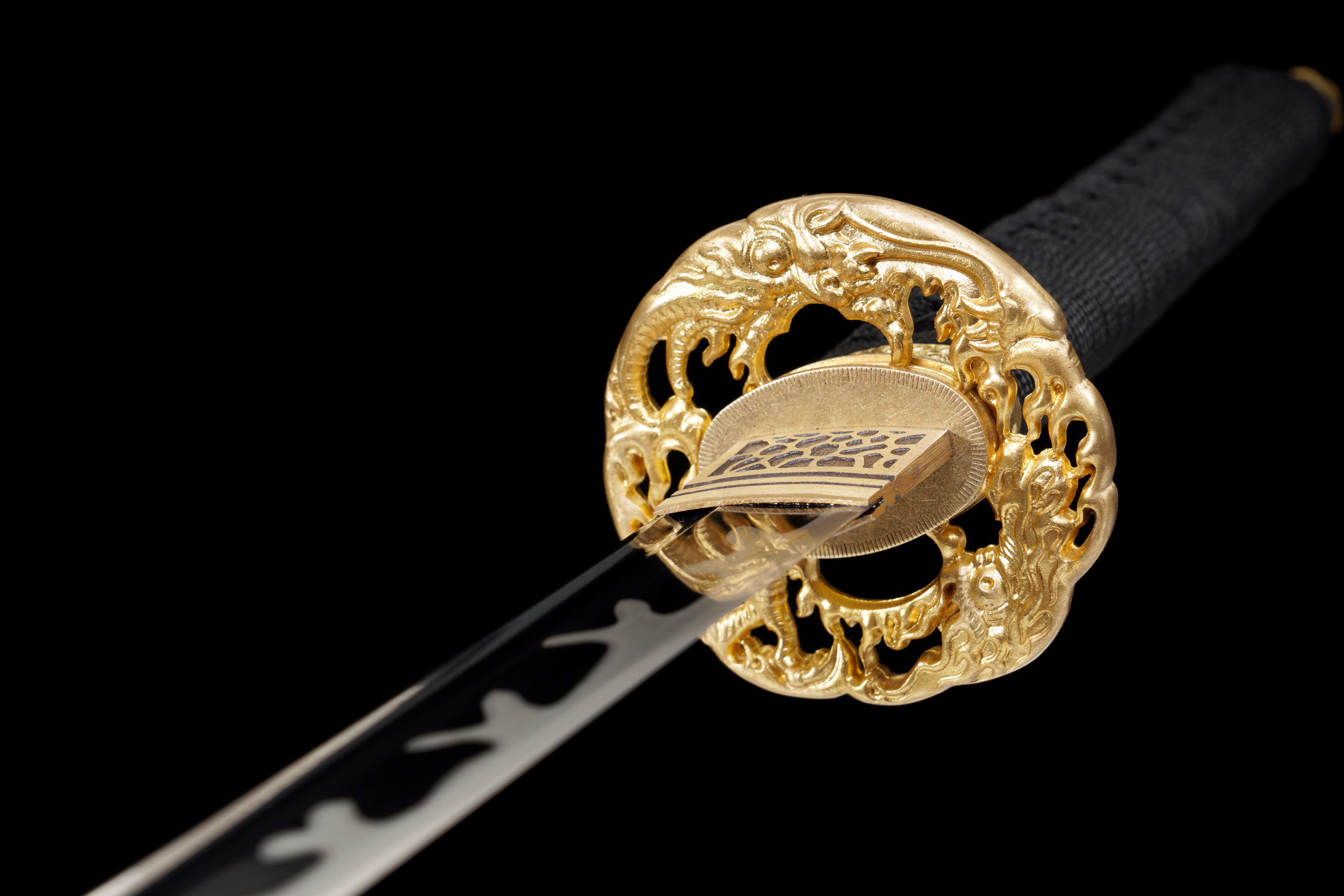 Handmade Katana 9260 Spring Steel Black Blade Dark Dragon Full Tang