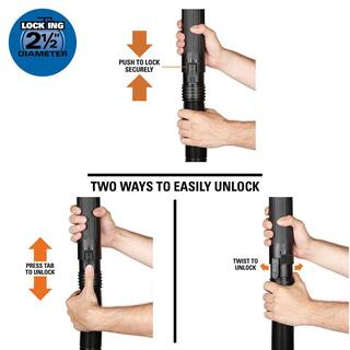 RIDGID 2-12 in. x 20 ft. Dual-Flex Tug-A-Long Locking Vacuum Hose for RIDGID WetDry Shop Vacuums LA2522