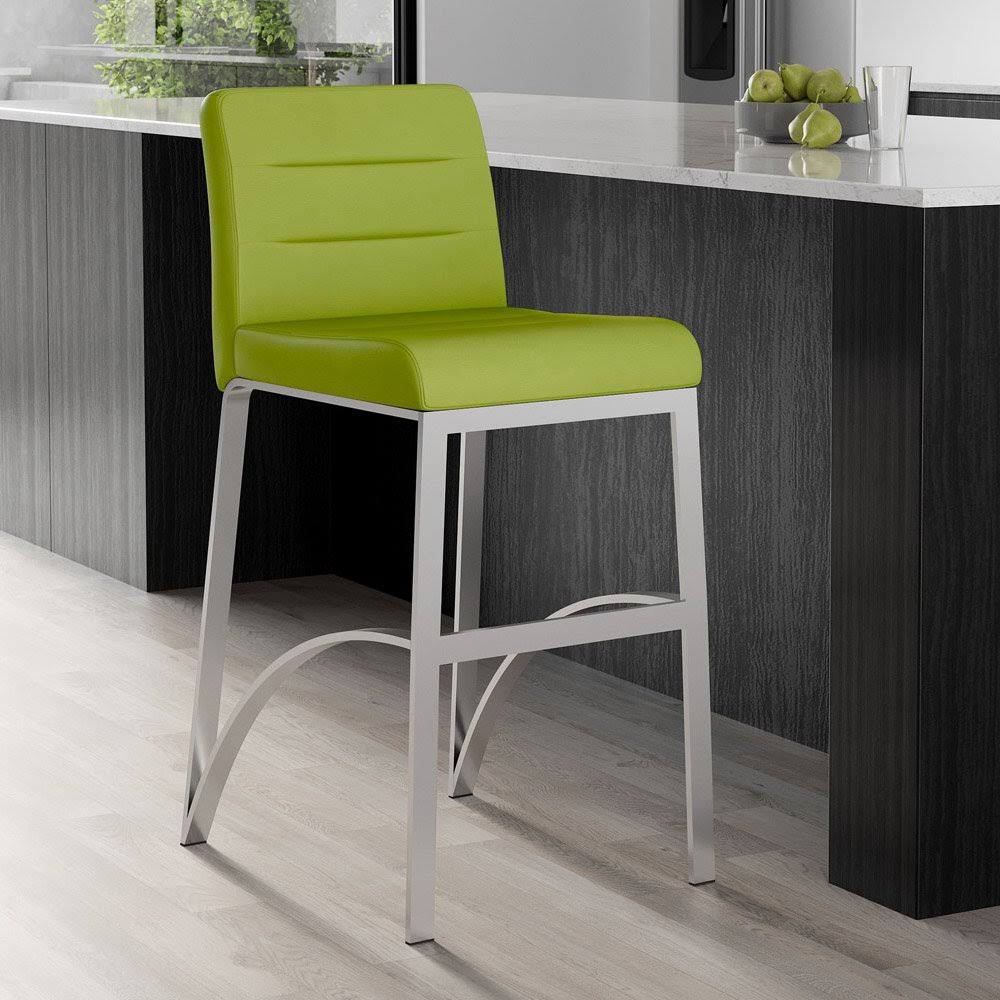 Zuri Furniture Lynx Counter Height Contemporary Bar Stool with Metal Base - Lime Green