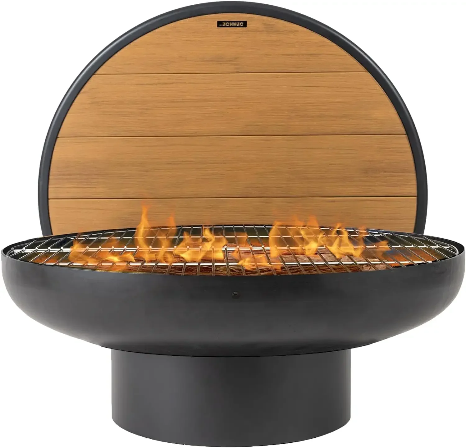 32 Inch Cast Iron,Round Fire Pit Table with Fire Pit Grill, Extra Thick,Heavy Duty Fire Bowl, Deep Outdoor Firepit, Wood Burning