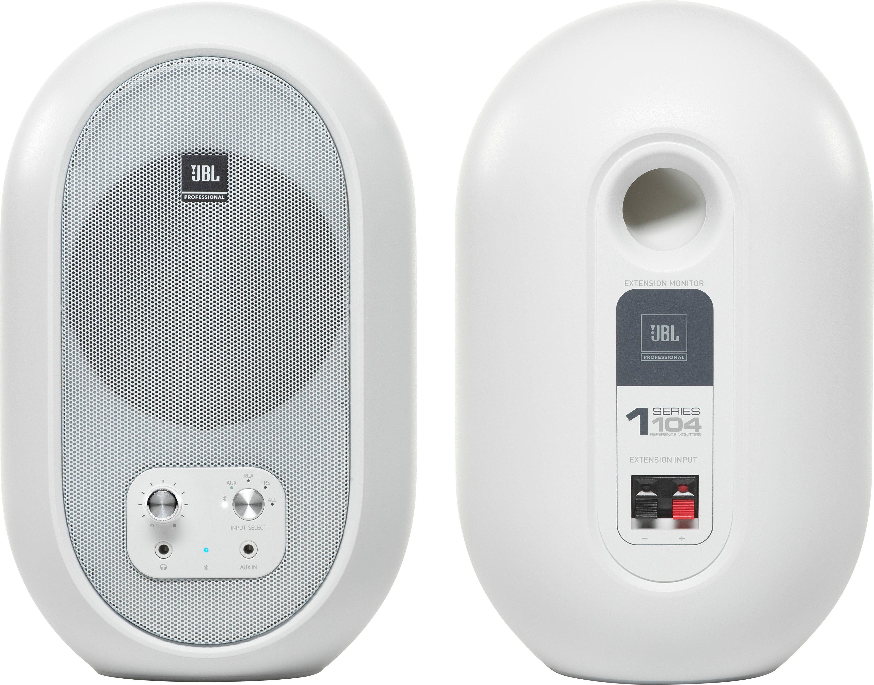 JBL - 2.0 104BT Powered Desktop Multimedia Speakers with Bluetooth, AUX, RCA, and TRS inputs. - White