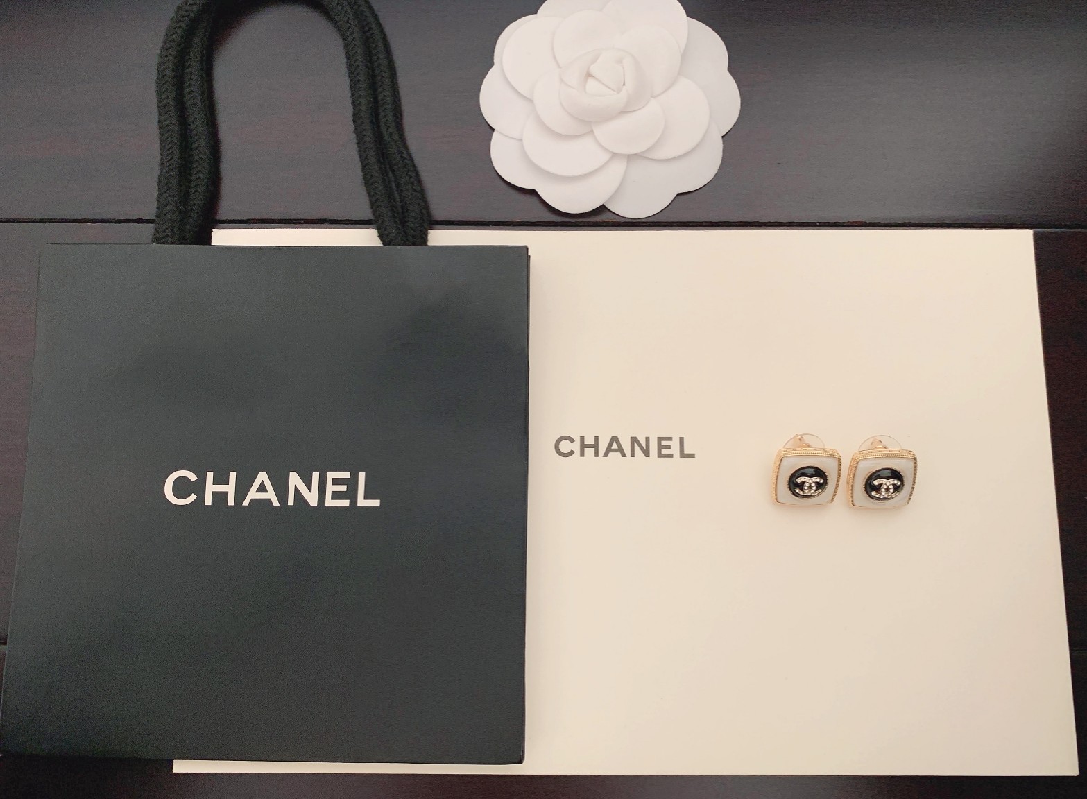 Chanel Stud Earrings Black