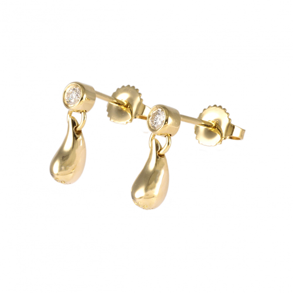 Tiffany & Co. Elsa Peretti Tifa Drop Earrings 18K Yellow Gold Diamond