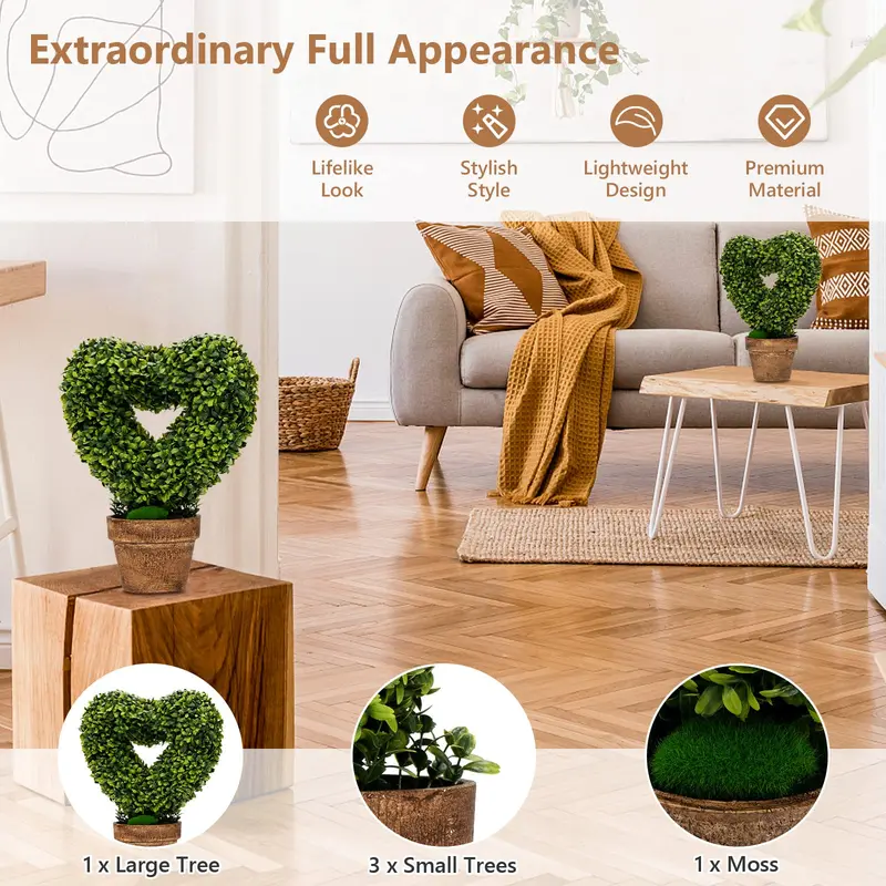 Set of 4 Artificial Boxwood Topiaries – Classic Potted Greenery Display