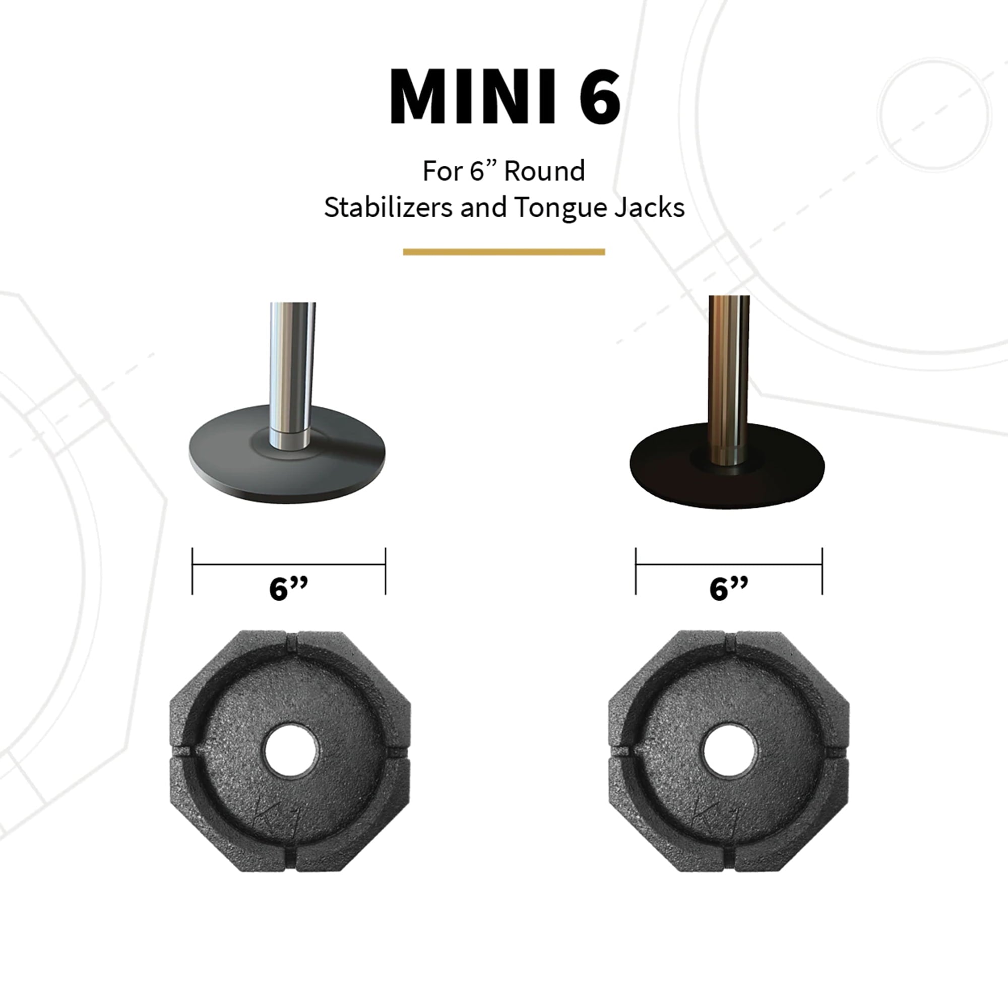 SnapPad Mini 6 Inch Rubber Truck Camper Leveling Jack Pads (4 Pack)