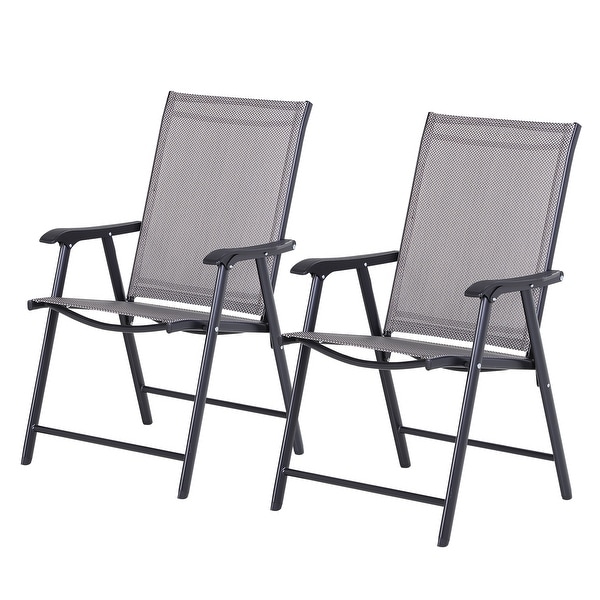 Podena Grey Folding Patio Chairs (Set of 2) by Havenside Home