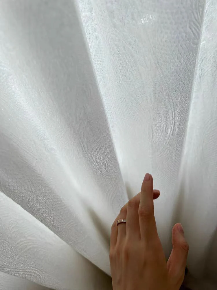 FS004 - Relief New Color! Cir@ Trudon French Antique Pearl White Translucent Floor-to-Ceiling Living Room Window Curtains Sheer Curtains