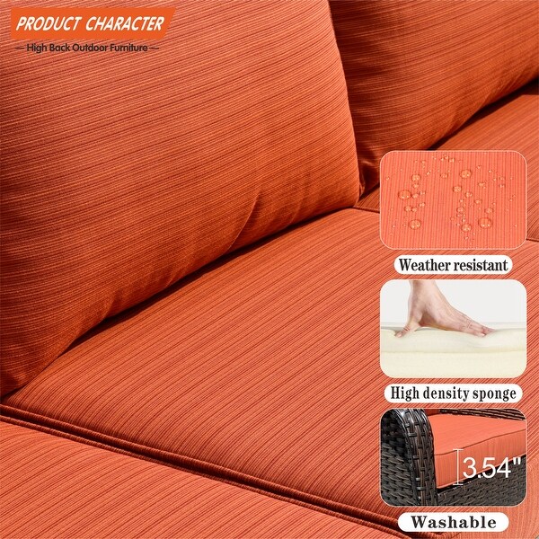 OVIOS 6piece Conversation Wicker Sectional Set with Table
