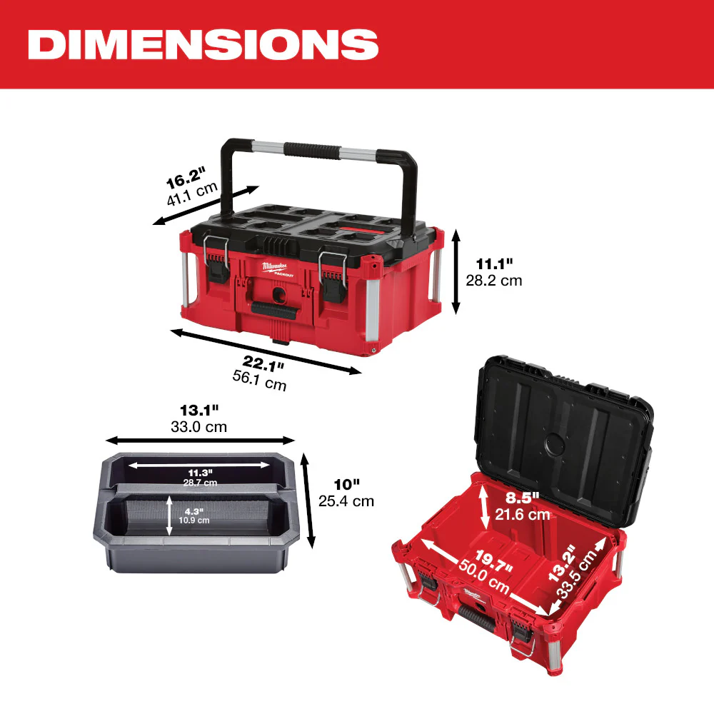 2026 Milwaukee 48-22-8425 100-Pound Capacity Polymer Packout Large Tool Box