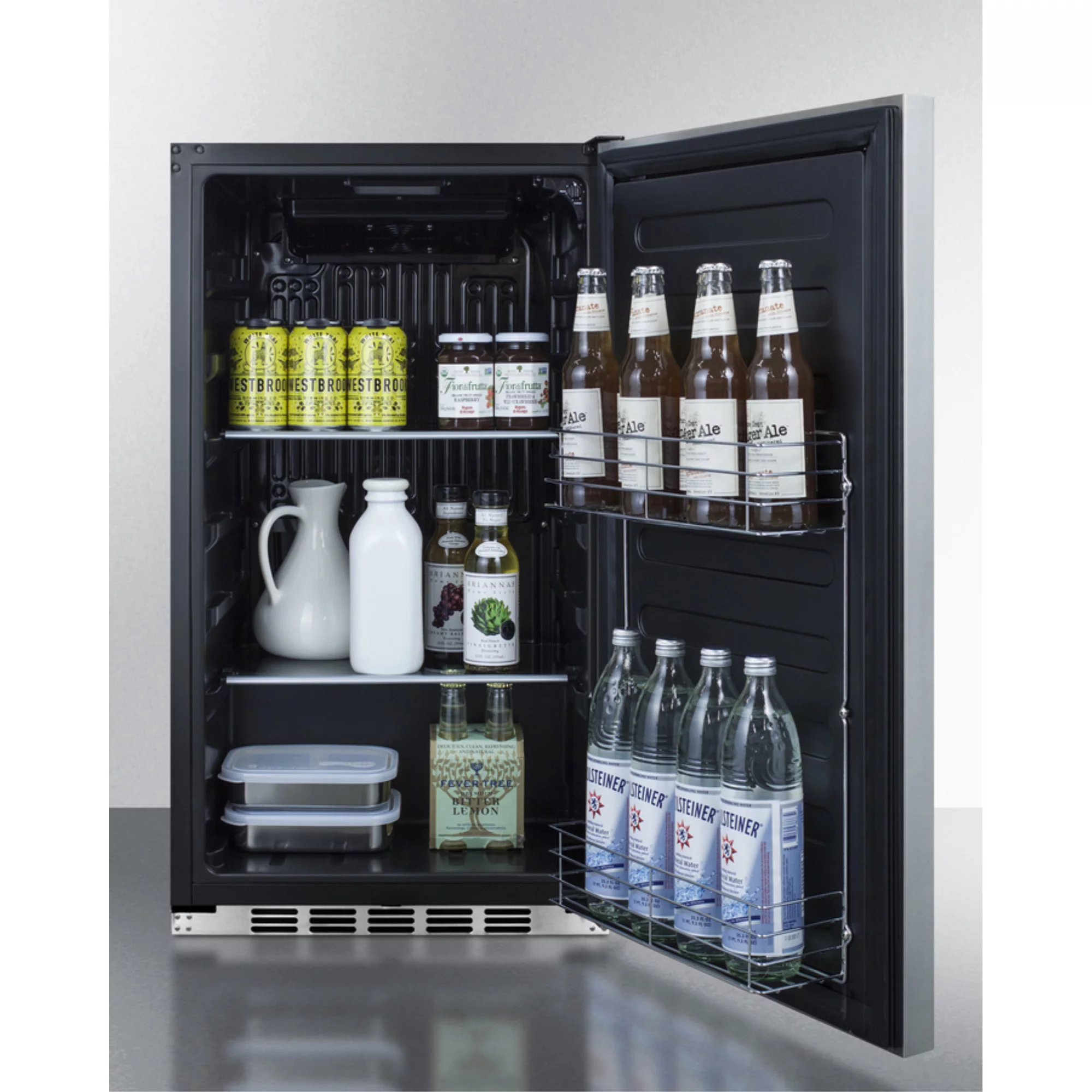 Summit Appliance  33.88 x 19 x 17.25 in. hallow Depth Built-In Undercounter All-Refrigerator, Stainless Steel