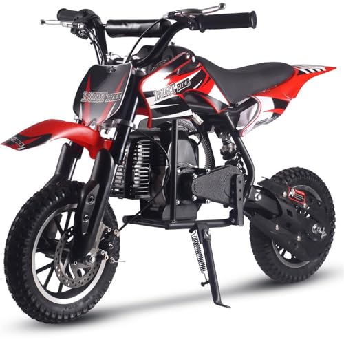 TOXOZERS Alien001 Mini Dirt Bike, 50CC 2-Stroke Kids Dirt Bike, EPA Approved Gas Powered with Front Fork and Rear Mono Shock, Up to 25 Mph, Weight Support Up to 130 LBS (Black)