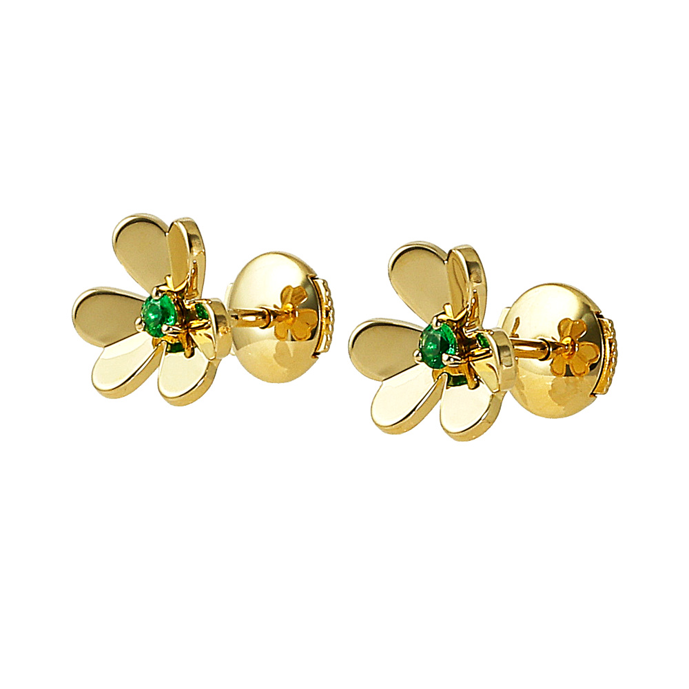 Van Cleef & Arpels Frivole Earrings 18K Yellow Gold Emerald VCARP7SD00