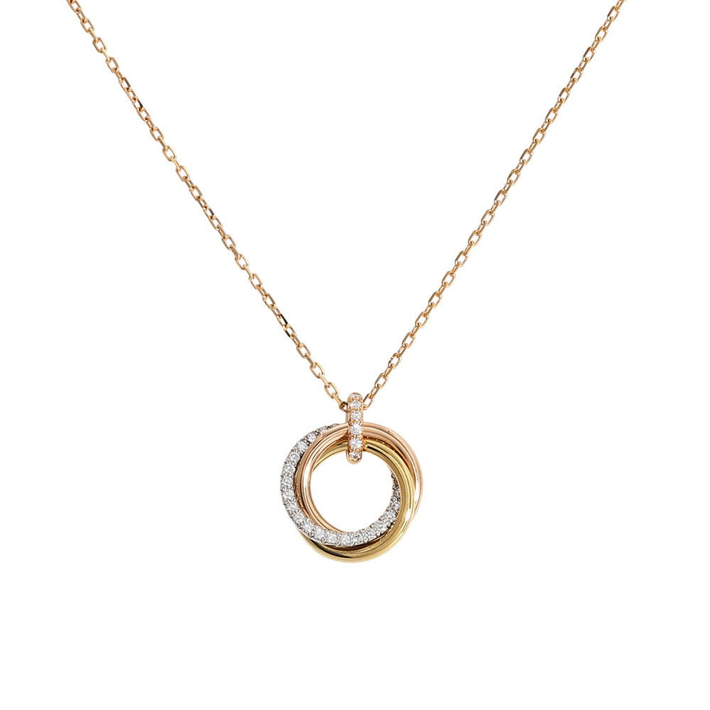Cartier Trinity Necklace Tri-Gold Diamond B7224586