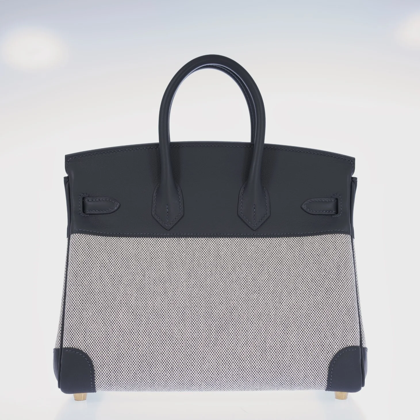Hermès Birkin 25 Toile H Écru and Ardoise Swift Gold Hardware