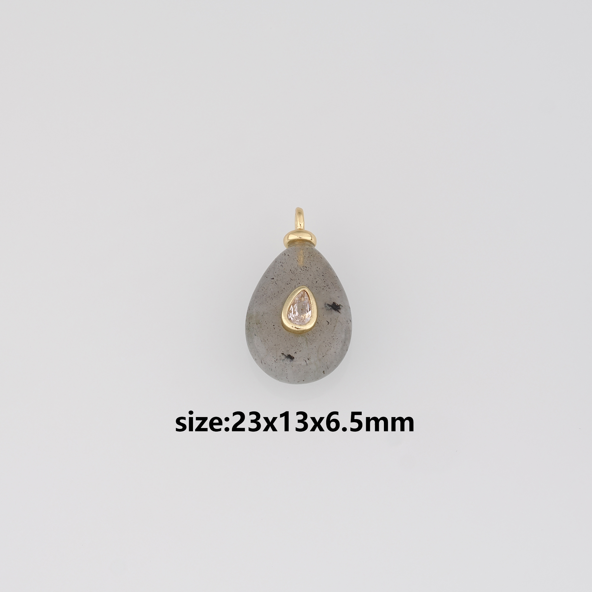 18K Gold Filled Teardrop Pendant,Natural Stone Charm Earrings Necklace for DIY Jewelry Making Supply