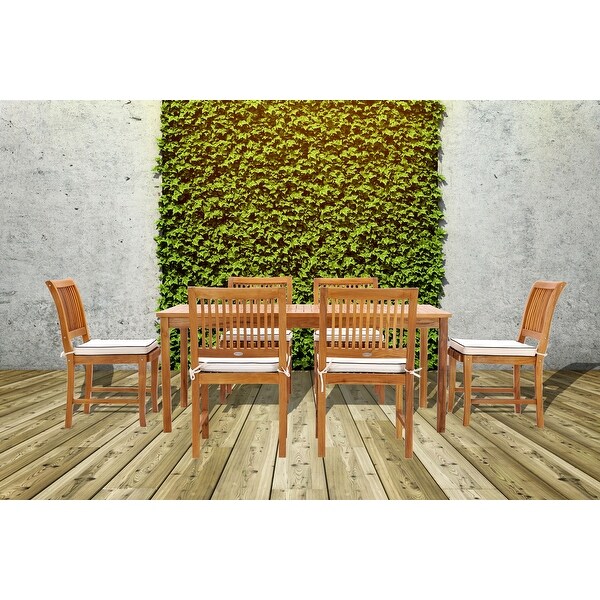 Chic Teak Bermuda Rectangular Teak Wood Patio Bistro Dining Table,55 x 35 inch (Table Only)