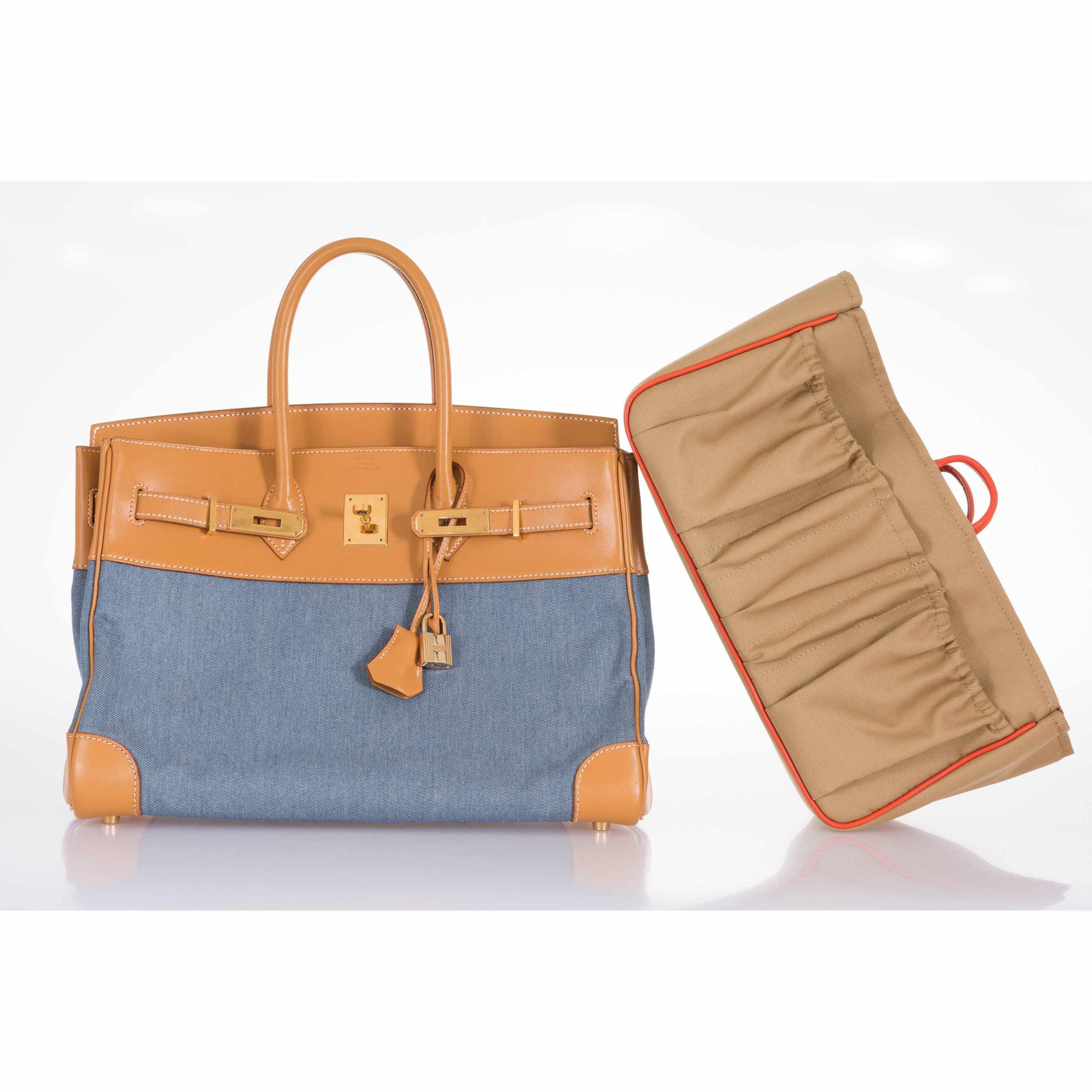 Hermès Birkin 35 Denim & Vache Naturelle Gold Hardware