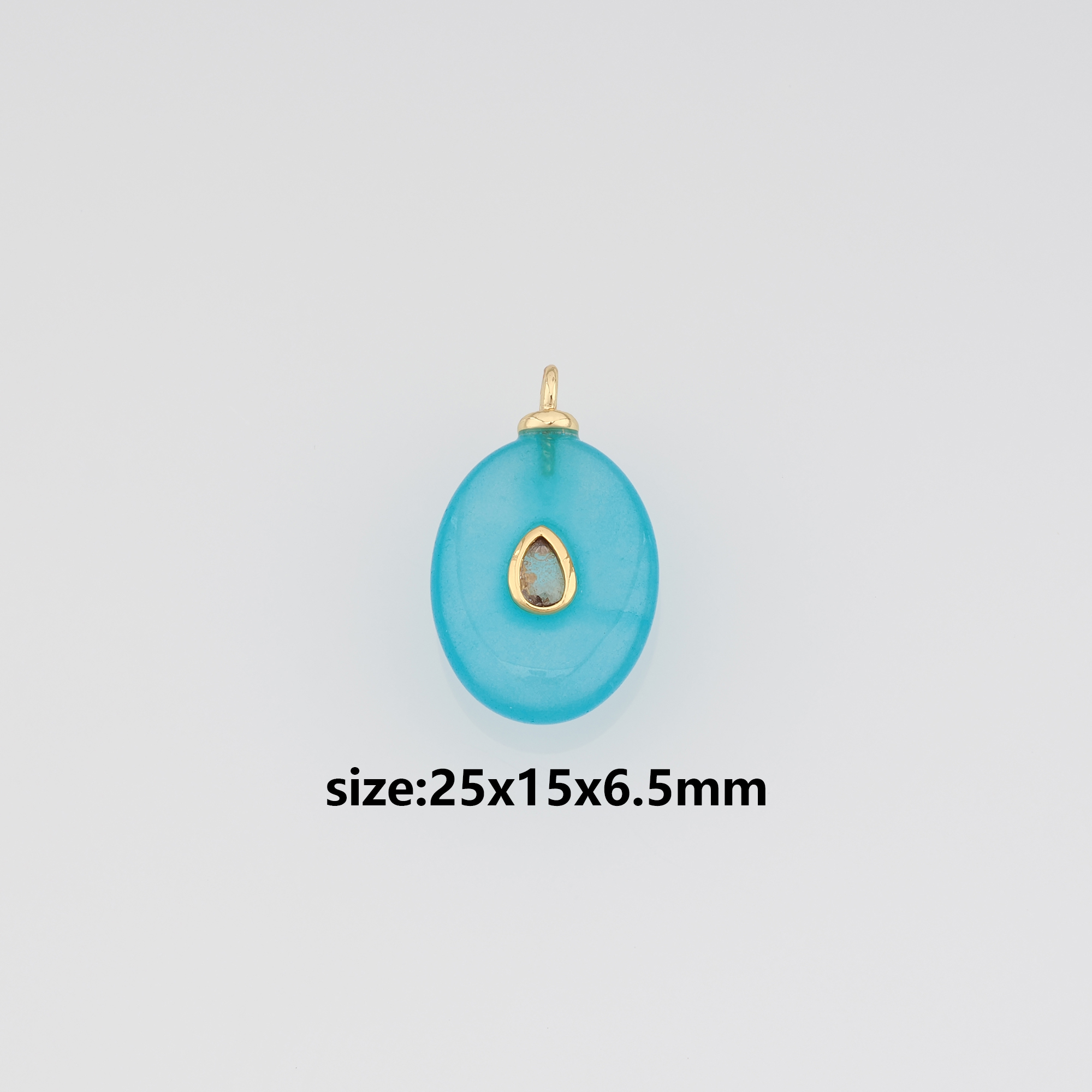 18K Gold Filled Oval Pendant,Natural Stone Oval Charm Earrings Necklace for DIY Jewelry Making Supply