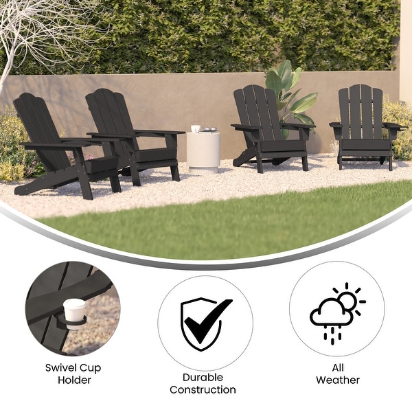 Set of 4 AllWeather Adirondack Chairs with Cupholders