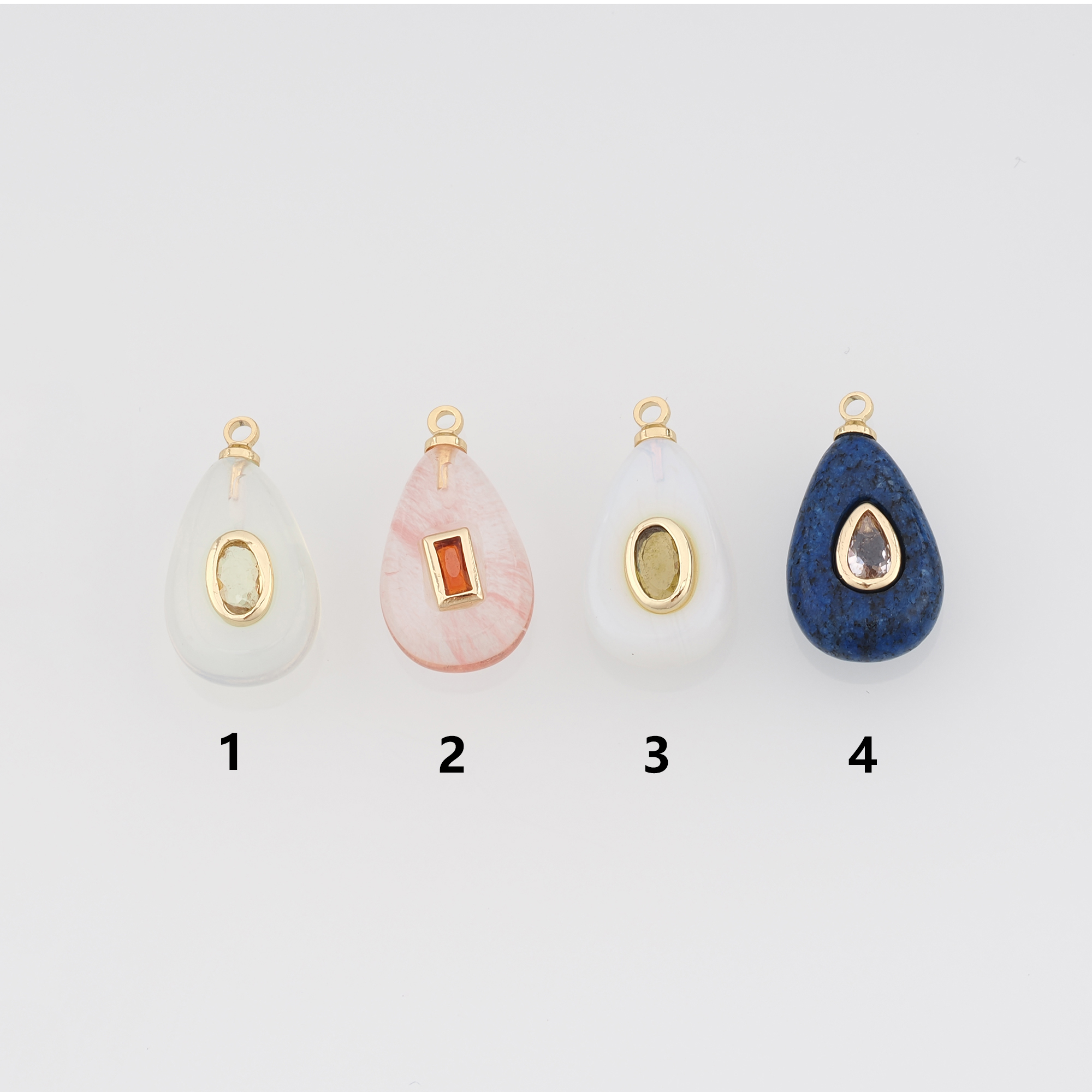 18K Gold Filled Teardrop Pendant,Natural Stone Charm Earrings Necklace for DIY Jewelry Making Supply