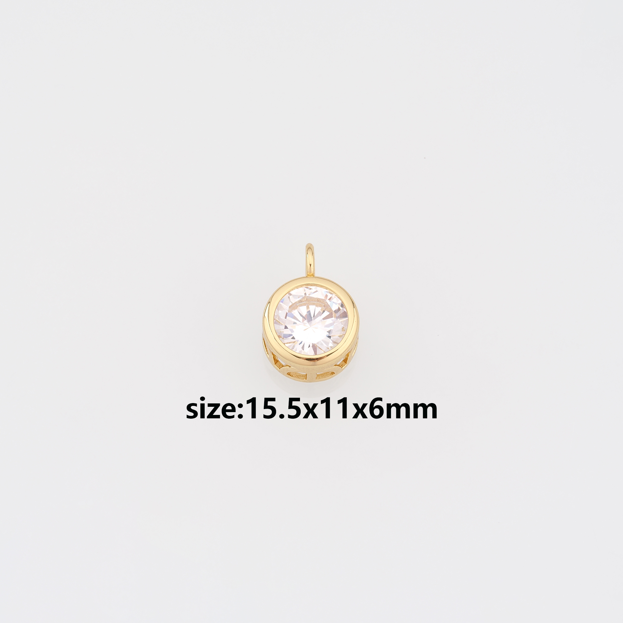 18K Gold Filled Round Pendant,CZ Micro Pave Round Charm Earrings Necklace for DIY Jewelry Making Supply