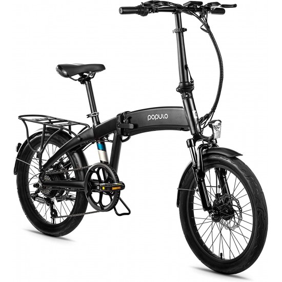 20” Folding Electric Bike for Adults, Curve 250W 36V E-Bike, Lightweight Aluminum Ebike with Suspension Fork, Lights & Rear Rack Included