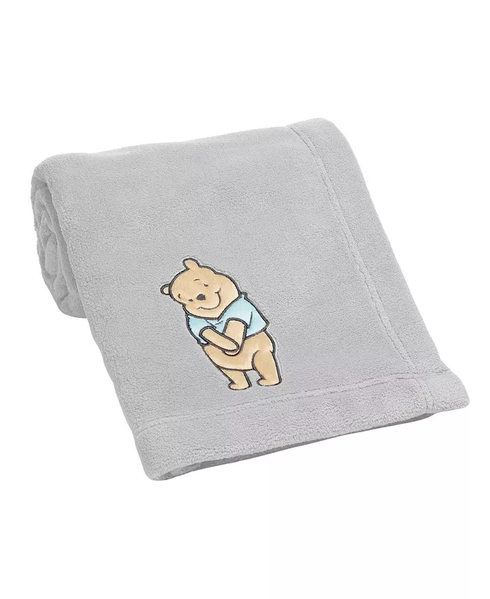 Lambs and Ivy Disney Baby Winnie the Pooh Hugs Gray Soft Fleece Baby Blanket