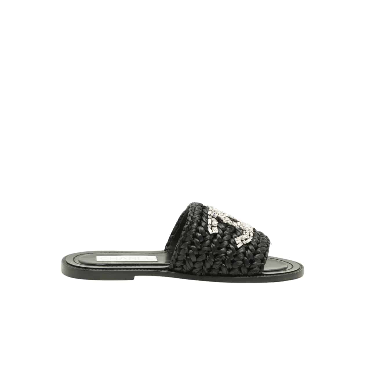 Chanel Coco Mark 23Ss Straw And Leather Sandals