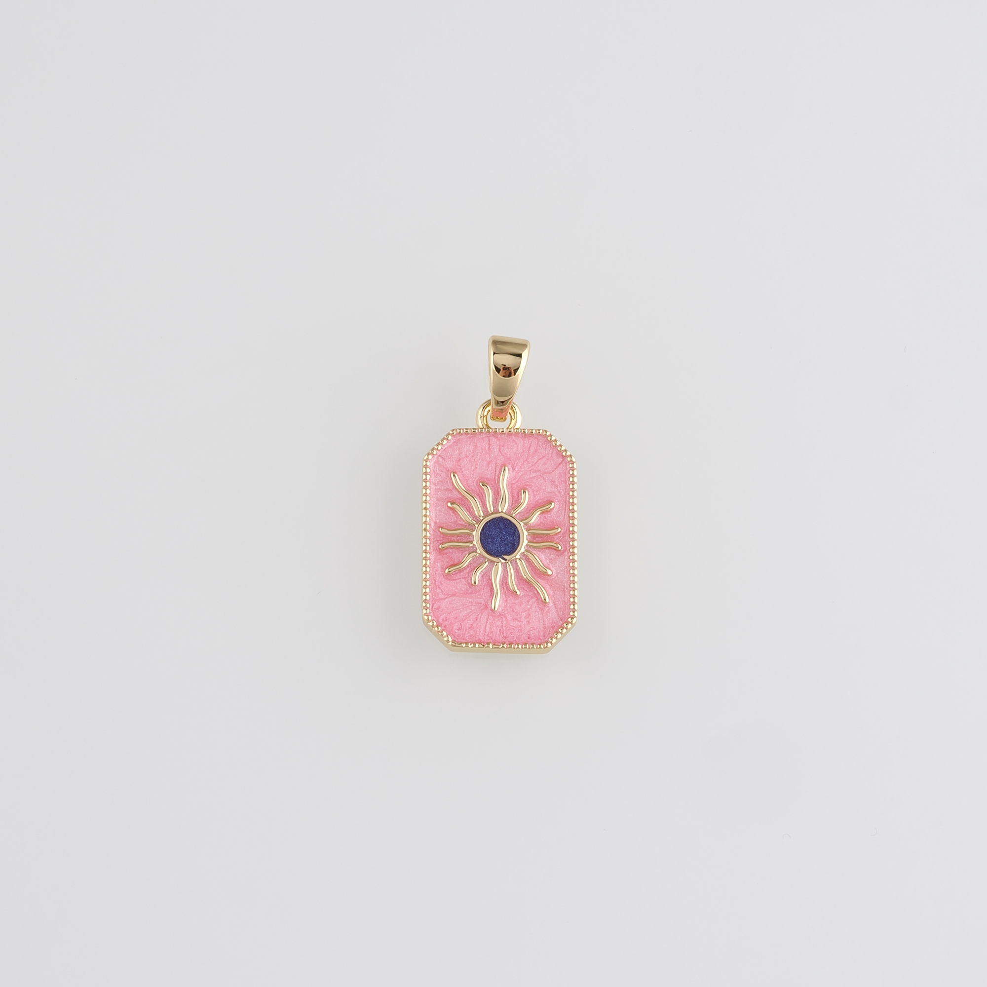 18K Gold Filled Sun Pendant,Enamel Sun Charm Earrings Necklace for DIY Jewelry Making Supply