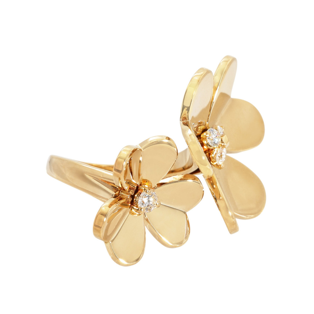 Van Cleef & Arpels Frivole 2 Motifs Ring 18K Yellow Gold Diamond VCARB67600