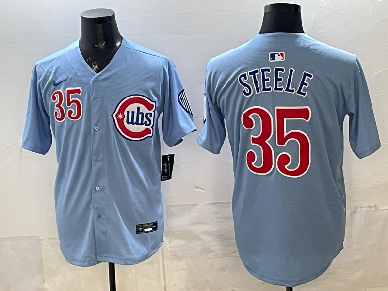 Men's Chicago Cubs Justin Steele #35 Light Blue Alternate Limited Player Jersey