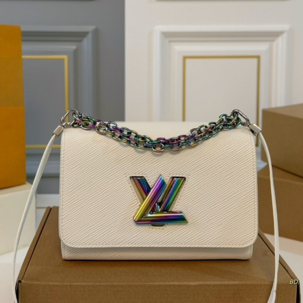 Louis Vuitton Twist MM White Iridescent 8.5 Inches