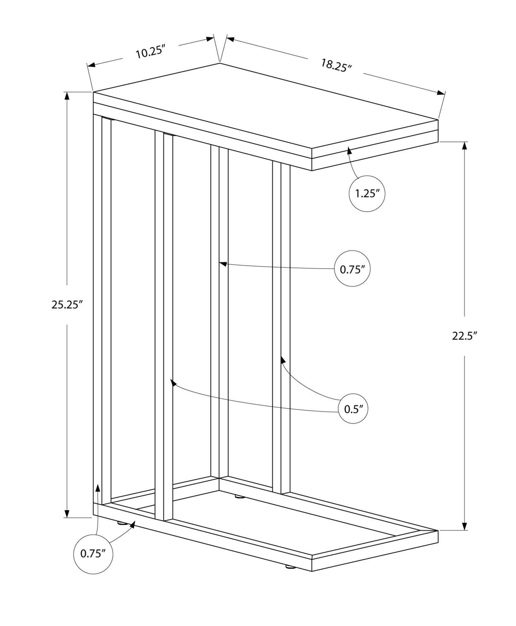 18.25x22 x 10.25x22 x 25.25x22 Taupeblack Particle Board Metal Accent Table