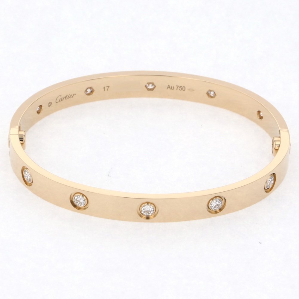 Cartier Love Full Diamond #17 Bracelet 18K Yellow Gold