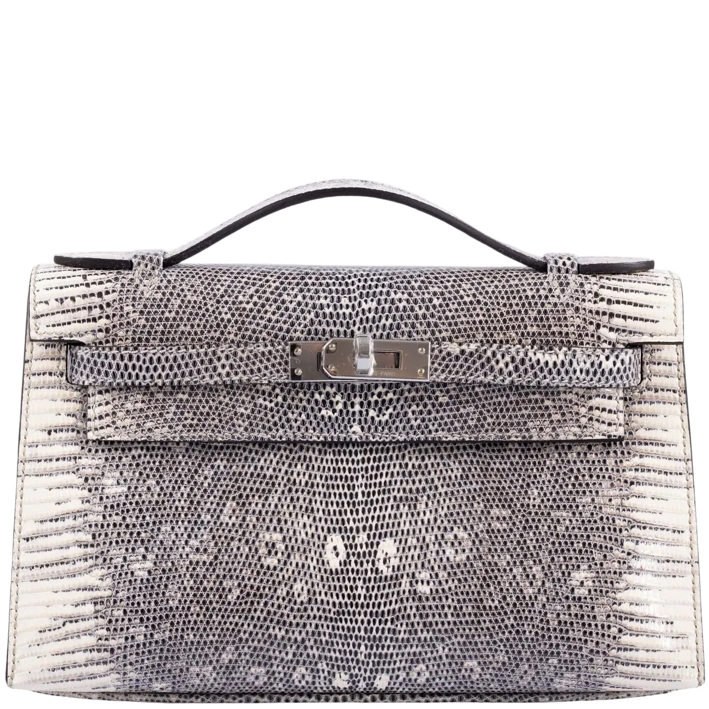 Hermès Kelly Pochette Rare Ombré Lizard Palladium Hardware
