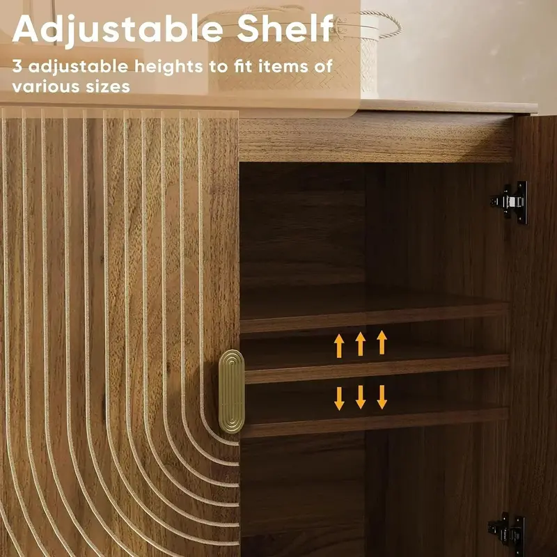 Walnut Freestanding Sideboard – Dining Room Cabinet with Integrated Cable Management System
