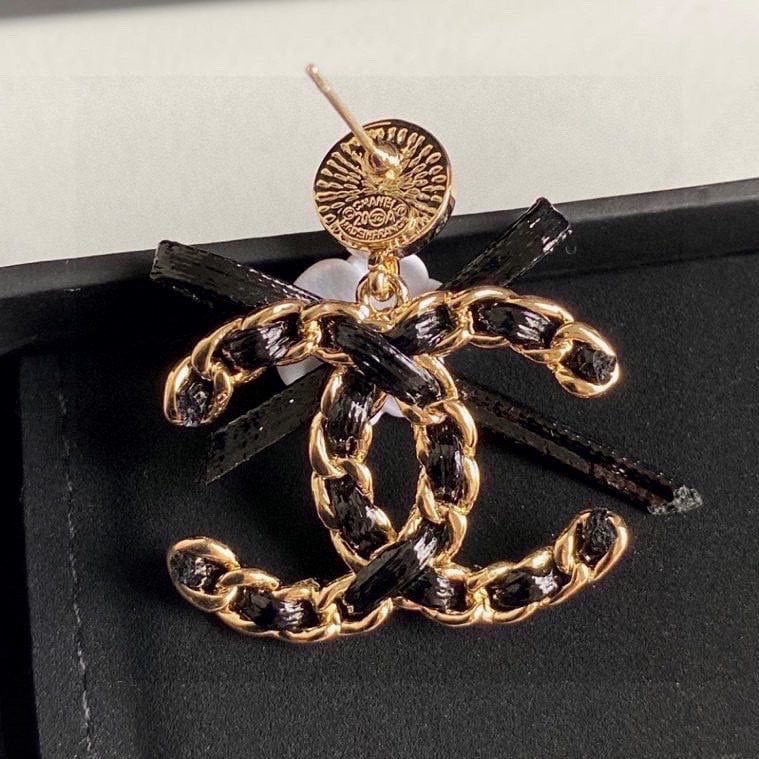 Chanel Cc Black Earrings