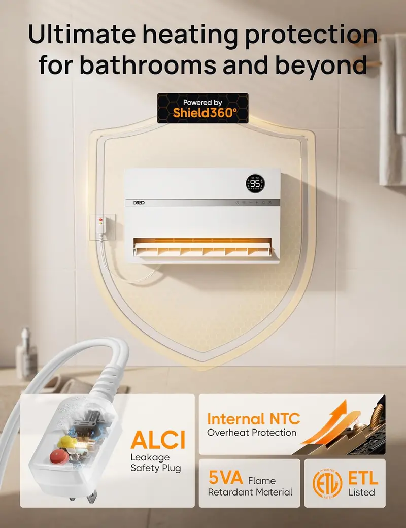 Smart Bedroom Heater – 1500W Wall-Mounted Unit with 24-Hour Timer & Adjustable Thermostat